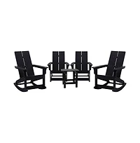 Wellington 3 Piece Patio Furniture Set Includes All-Weather Uv Treated Adirondack Rocking Chairs And Side Table
