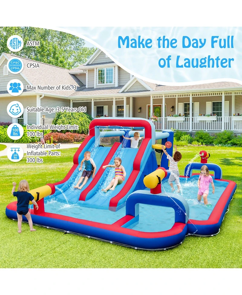 Inolait Inflatable Bounce House with 2 Water Slides and 3 Water Cannons with 950W Blower