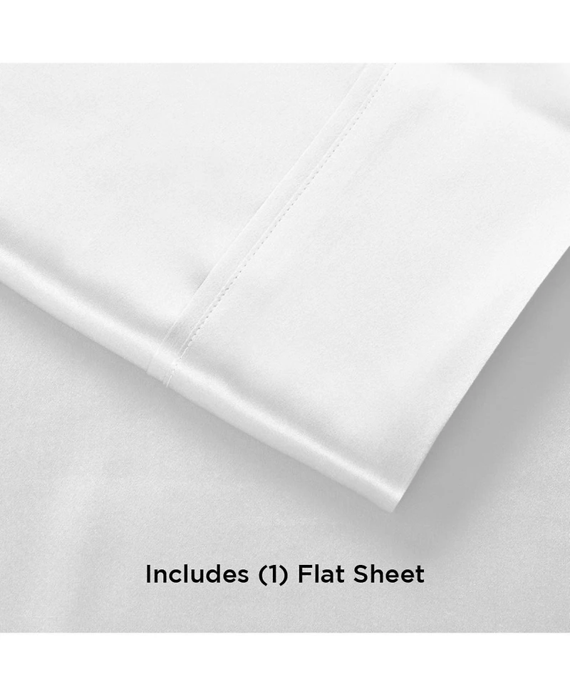 Night Satin Washable Flat Sheet, White, King