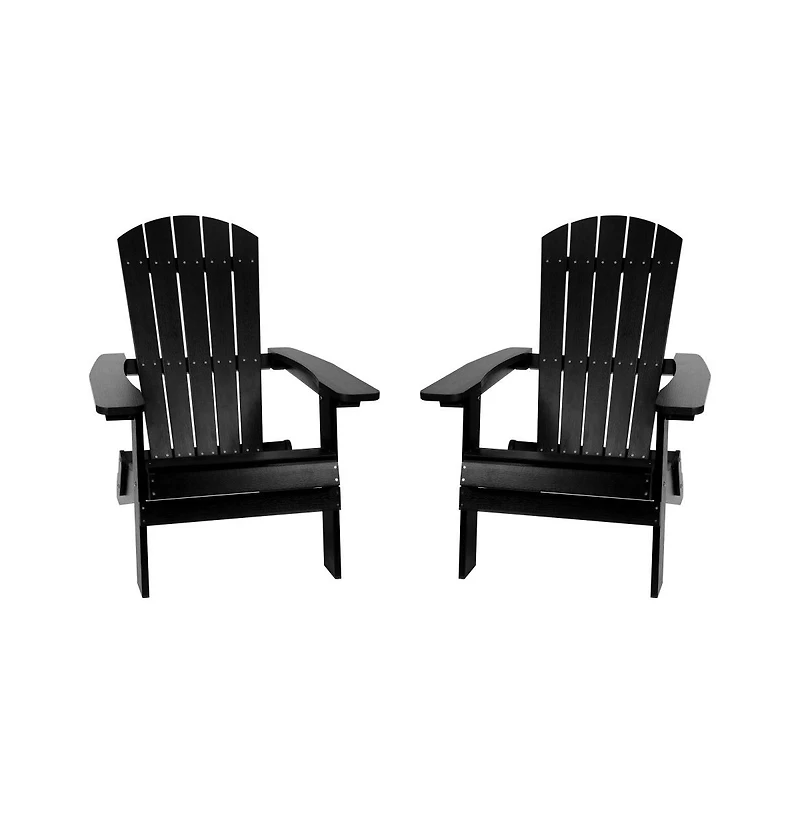 Set Of Riviera Poly Resin Folding Adirondack Lounge Chair
