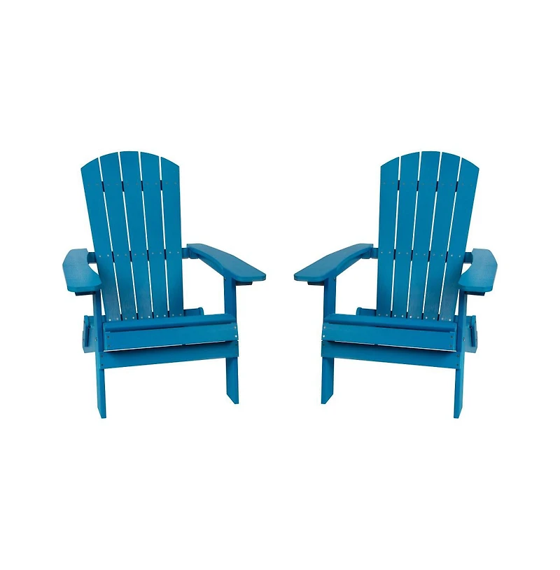 Set Of Riviera Poly Resin Folding Adirondack Lounge Chair
