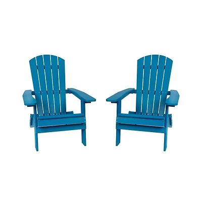 Set Of Riviera Poly Resin Folding Adirondack Lounge Chair