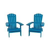 Set Of Riviera Poly Resin Folding Adirondack Lounge Chair