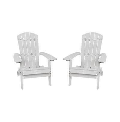 Set Of Riviera Poly Resin Folding Adirondack Lounge Chair