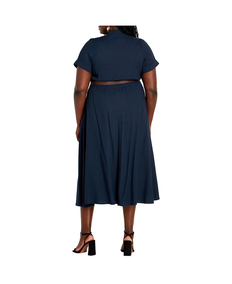 City Chic Plus Malia Collar Cut Out Shirt Dress
