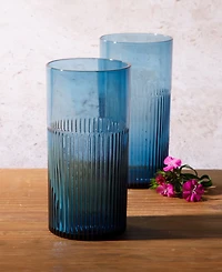 Bloomhouse 8 Pc Handmade Colored Glass 18.5 oz Tumbler Coaster Set