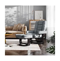 Multi-Position Stitched Recliner & Ottoman With Swivel Base