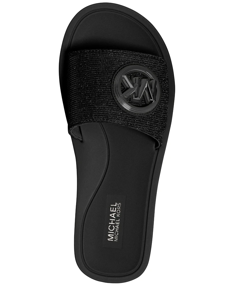 Michael Kors Women's Mk Charm Pool Slide Slip-On Flat Sandals