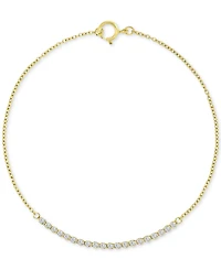 Cubic Zirconia Horizontal Link Chain Bracelet in 10k Gold