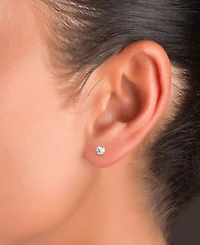 Cubic Zirconia Solitaire Screw Back Stud Earrings in 14k Gold