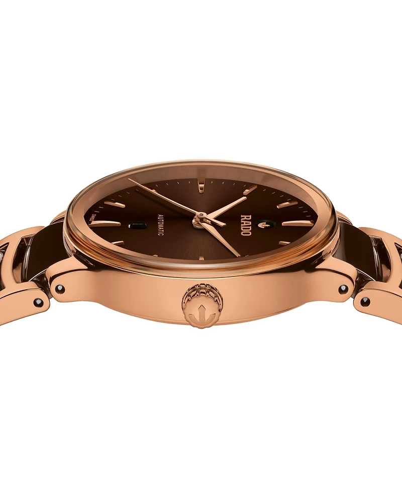 Rado Women's Swiss Centrix Brown Ceramic & Rose Gold Pvd Bracelet Watch 31mm