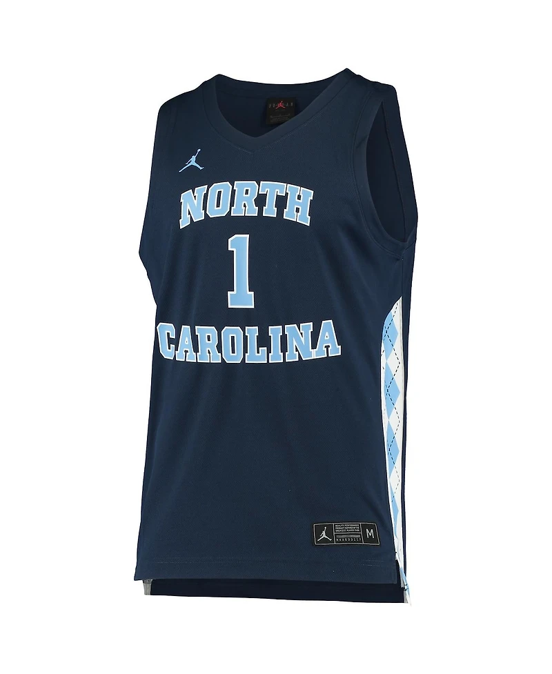 Men's and Women's Jordan #1 Navy North Carolina Tar Heels Replica Basketball Jersey
