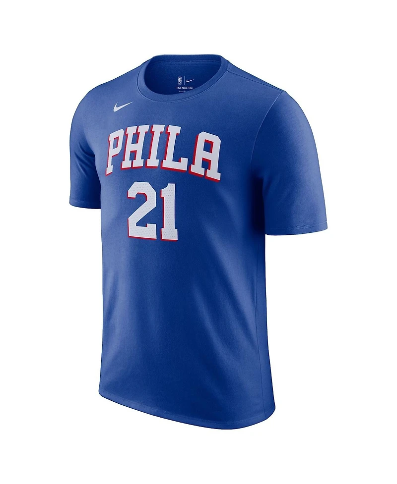 Men's Nike Joel Embiid Royal Philadelphia 76ers Icon 2022/23 Name and Number T-shirt