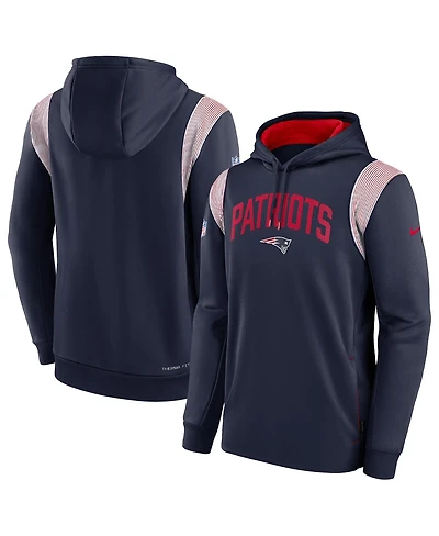 Men's Nike Navy New England Patriots Sideline Athletic Stack Performance Pullover Hoodie