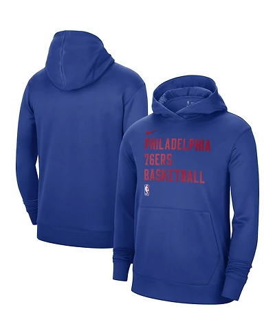 Men's and Women's Nike Royal Philadelphia 76ers 2023/24 Performance Spotlight On-Court Practice Pullover Hoodie