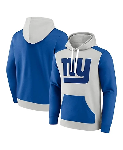Men's Fanatics Silver, Royal New York Giants Big and Tall Team Fleece Pullover Hoodie