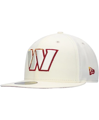 Men's New Era Cream Washington Commanders Chrome Color Dim 59FIFTY Fitted Hat