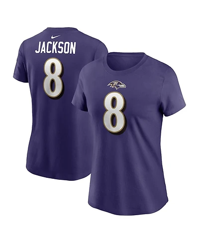 Women's Nike Lamar Jackson Purple Baltimore Ravens Player Name and Number T-shirt