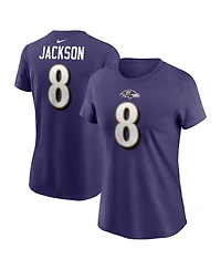 Women's Nike Lamar Jackson Purple Baltimore Ravens Player Name and Number T-shirt