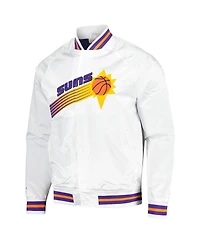 Men's Mitchell & Ness White Phoenix Suns Hardwood Classics Throwback Wordmark Raglan Full-Snap Jacket