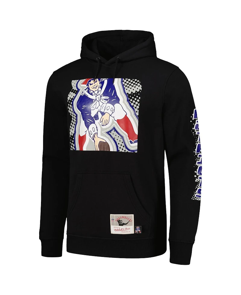 Men's Mitchell & Ness Black New England Patriots Gridiron Classics Big Face 7.0 Pullover Hoodie