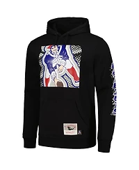 Men's Mitchell & Ness Black New England Patriots Gridiron Classics Big Face 7.0 Pullover Hoodie