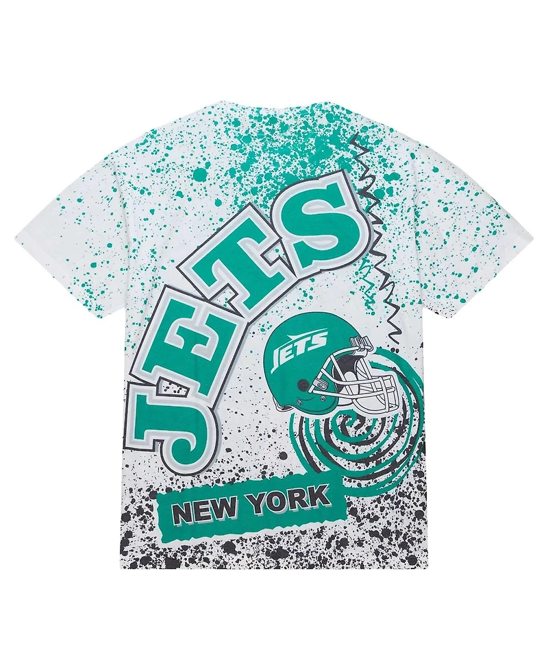 Men's Mitchell & Ness White New York Jets Team Burst Sublimated T-shirt