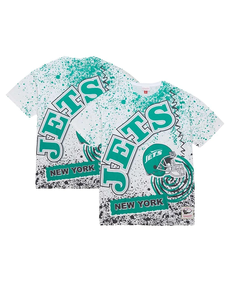 Men's Mitchell & Ness White New York Jets Team Burst Sublimated T-shirt