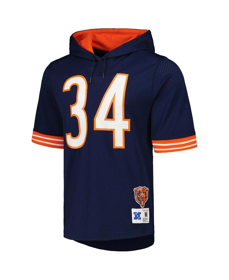 Men's Mitchell & Ness Walter Payton Navy Chicago Bears Retired Player Name and Number Mesh Hoodie T-shirt