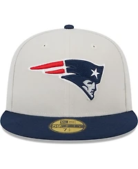 Men's New Era Khaki, Navy England Patriots Super Bowl Champions Patch 59FIFTY Fitted Hat