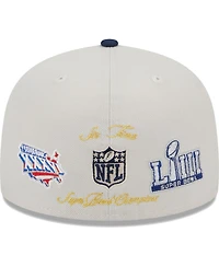 Men's New Era Khaki, Navy England Patriots Super Bowl Champions Patch 59FIFTY Fitted Hat
