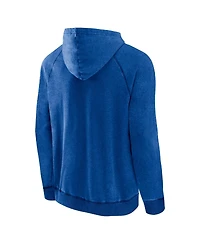 Men's Fanatics Heather Blue Distressed Detroit Pistons Foul Trouble Snow Wash Raglan Pullover Hoodie