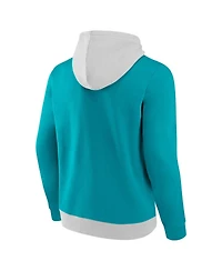 Men's Fanatics Gray, Teal Charlotte Hornets Arctic Colorblock Pullover Hoodie