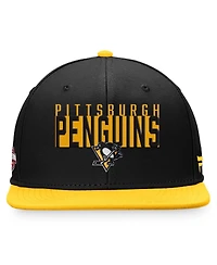 Men's Fanatics Black, Gold Pittsburgh Penguins Fundamental Colorblocked Snapback Hat