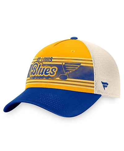 Men's Fanatics Gold, Blue Distressed St. Louis Blues Heritage Vintage-Like Trucker Adjustable Hat