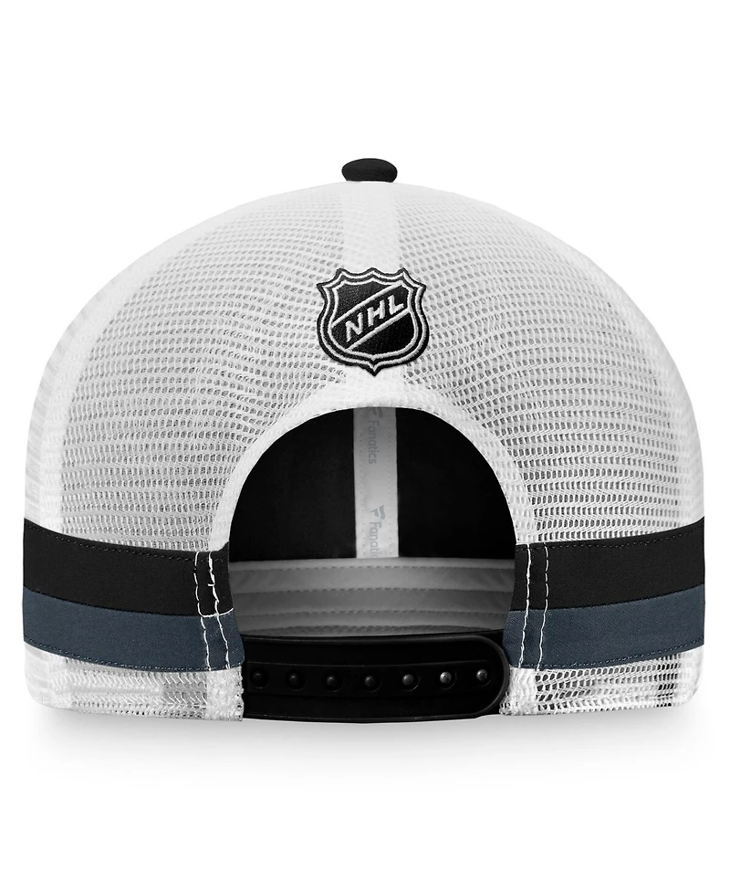 Men's Fanatics Black, White Vegas Golden Knights Fundamental Striped Trucker Adjustable Hat