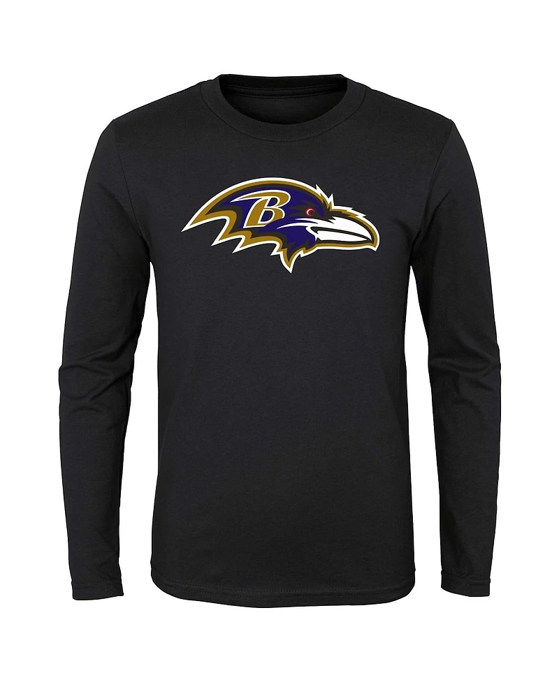 Little Boys and Girls Black Baltimore Ravens Primary Logo Long Sleeve T-shirt