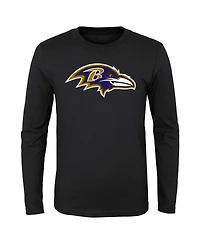Little Boys and Girls Black Baltimore Ravens Primary Logo Long Sleeve T-shirt