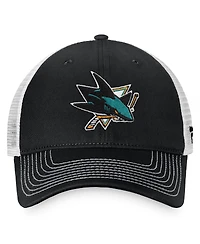 Men's Fanatics Black, White San Jose Sharks Slouch Core Primary Trucker Snapback Hat