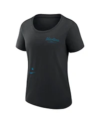 Women's Nike Black Miami Marlins Authentic Collection Performance Scoop Neck T-shirt