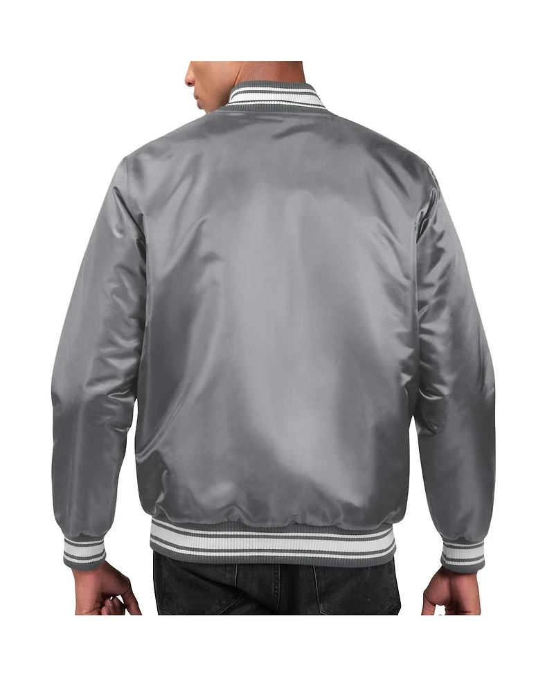Men's Starter Gray Los Angeles Rams Locker Room Satin Varsity Full-Snap Jacket