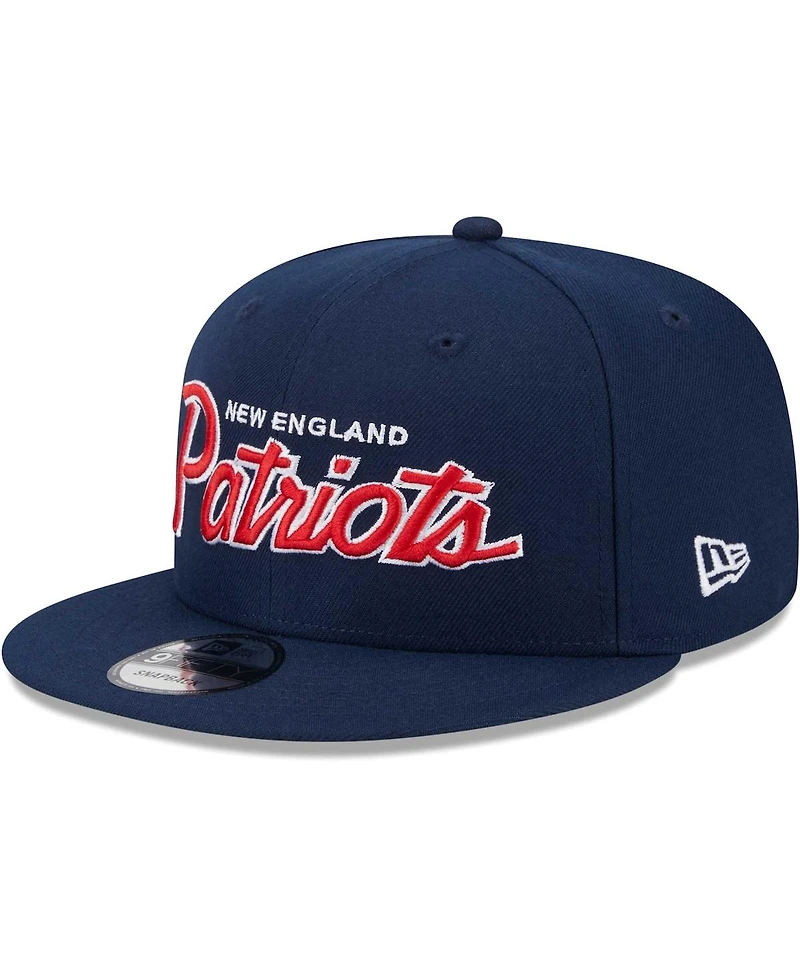 Men's New Era Navy New England Patriots Main Script 9FIFTY Snapback Hat