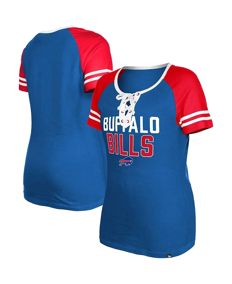 Women's New Era Royal Buffalo Bills Raglan Lace-Up T-shirt
