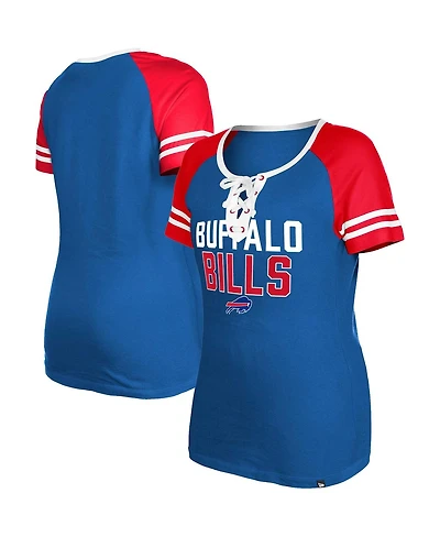 Women's New Era Royal Buffalo Bills Raglan Lace-Up T-shirt