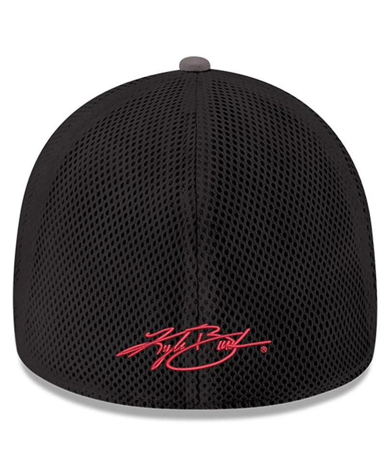 Men's New Era Gray, Black Kyle Busch 39THIRTY Neo Flex Fit Hat