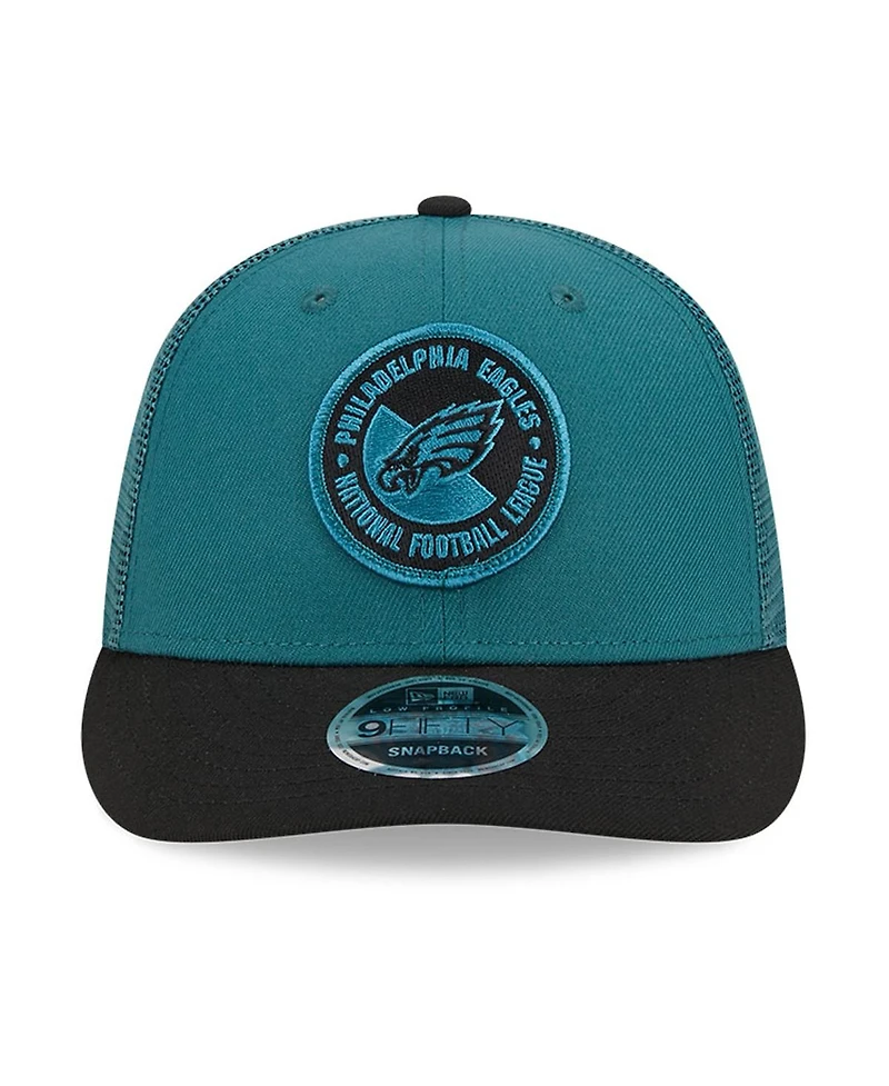 Men's New Era Midnight Green, Black Philadelphia Eagles 2023 Sideline Low Profile 9FIFTY Snapback Hat