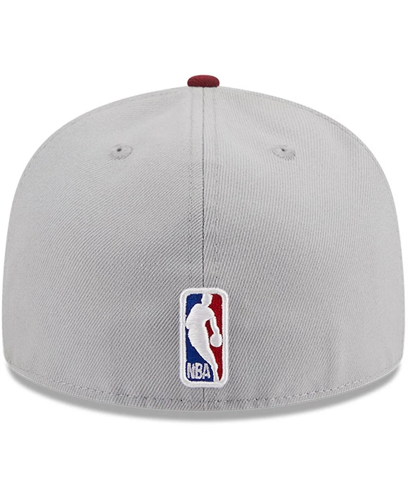 Men's New Era Gray, Wine Cleveland Cavaliers Tip-Off Two-Tone 59FIFTY Fitted Hat