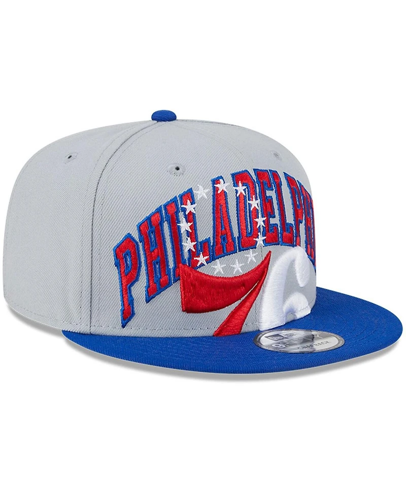 Men's New Era Gray, Royal Philadelphia 76ers Tip-Off Two-Tone 9FIFTY Snapback Hat