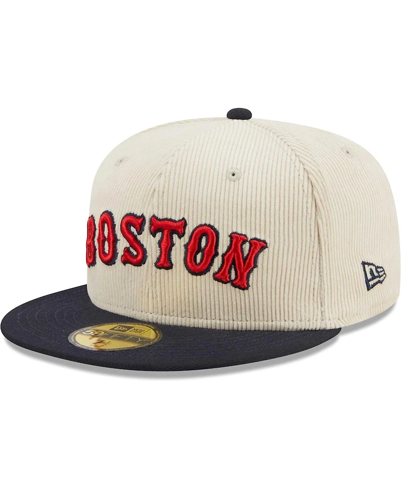 Men's New Era White Boston Red Sox Corduroy Classic 59FIFTY Fitted Hat