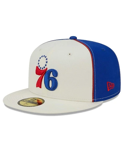 Men's New Era Cream Philadelphia 76ers Piped Pop Panel 59FIFTY Fitted Hat